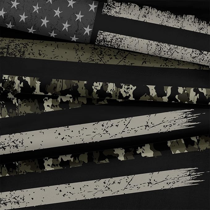 Bedbay California King Size Comforter Set American Flag Comforter Retro Military Camo Bedding Black Grey Army Green Camouflage USA Flag Printed 4 Pcs Bedding Set (Camo,Cal-King)