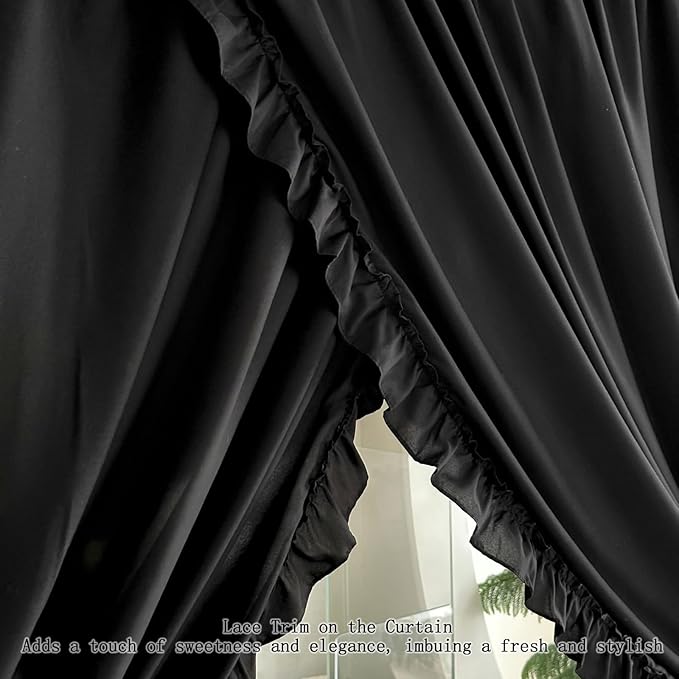 AIKASY Princess Canopy Bed Curtains with Top Ties - Windproof & Lightproof for Girls' Adult Bedroom Decor | Bed Canopy Drapes (Queen,Black)