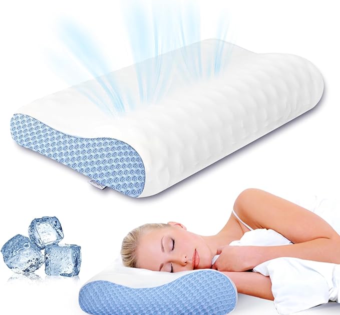 Neck Pillow Memory Foam Pillows for Sleeping Ergonomic Cervical Pillow for Neck and Shoulder Pain Relief Orthopedic Contour Bed Pillow for Side Back Stomach Sleeper (Large Size)