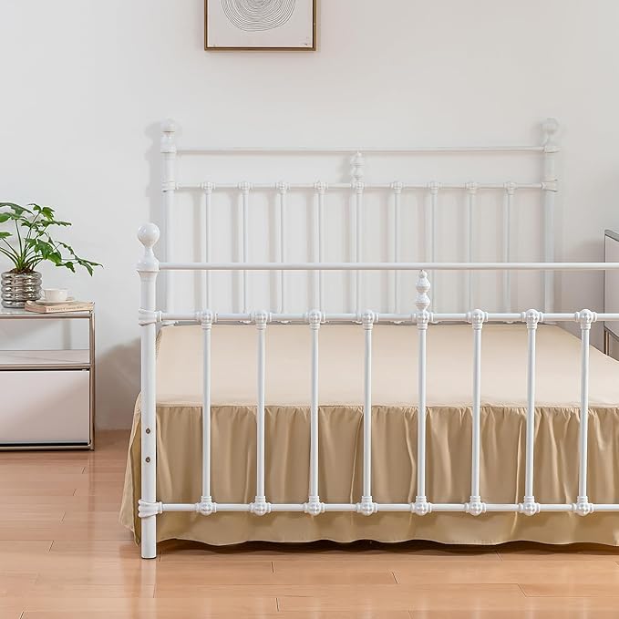 Bed Skirt Queen Size Ruffled Bed Skirts with Split Corners, 14 Inch Drop Dust Ruffle Bed Skirt with Platform - Queen, 14 Inch, Light Camel