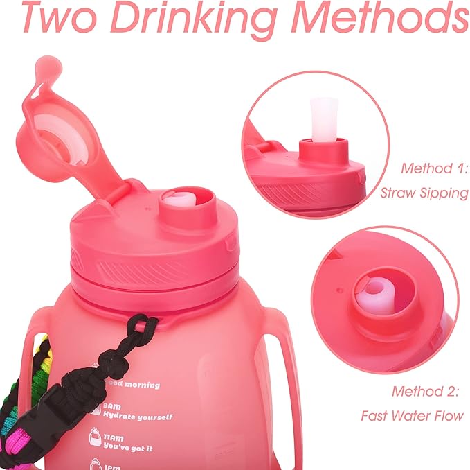 40 OZ Gallon Motivational Collapsible Water Bottles with Straw and Paracord Handle 1.2L Silicone Sports Water Bottle with Time Marker for Yoga Camping Outdoors
