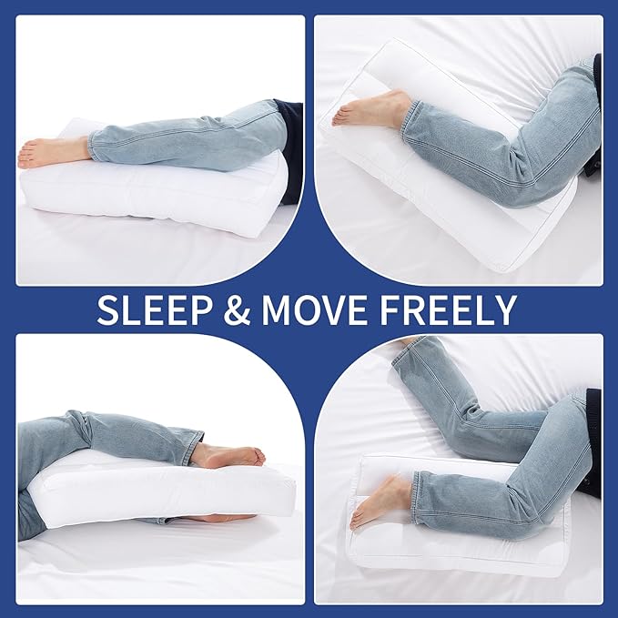 HOMBYS Knee Pillow for Side Sleepers,Down Alternative Between Leg Pillow for Sleeping,Under Knee Pillow for Sleeping on Back,Spine Alignment, Lower Back Pain Relief,Pregnancy Support,White 4 inch