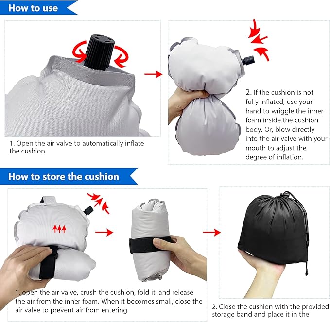 Inflatable Lumbar Pillow for Airplane Travel Lumbar Support Pillow for Car,Inflatable Neck Pillow Inflatable Lumbar Support Inflatable Travel Pillow Lumbar Pillow for car