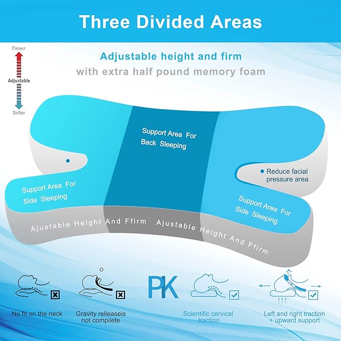 Side Sleeper Pillow Anti Wrinkle Aging Pillow Gel Shredded Memory Foam for Neck Pain Relief Pillow for Sleeping Side Back Stomach Sleeper Pillows (Regular White Style+Grey Rayon Silk Pillowcase)