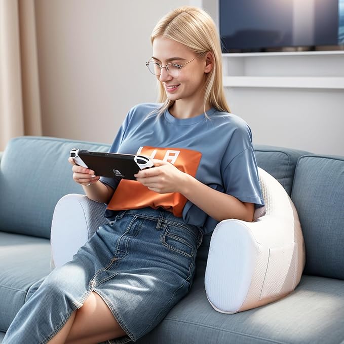 Reading Pillow for Gaming, Memory Foam Gaming Pillow Arm Rest Pillow for Adult Large Arm Rest Pillow for Reading, Working, Gaming, Sitting in Bed Floor Sofa