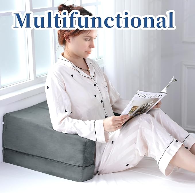 HOMBYS Foam Crochet Pillow for Lap Support, Adjustable Gaming Pillow for Lap, Bed and Sofa, Soft Velvet Lap Desk Pillow, Reading Pillow for Arm Rest, 2 Heights for Different People