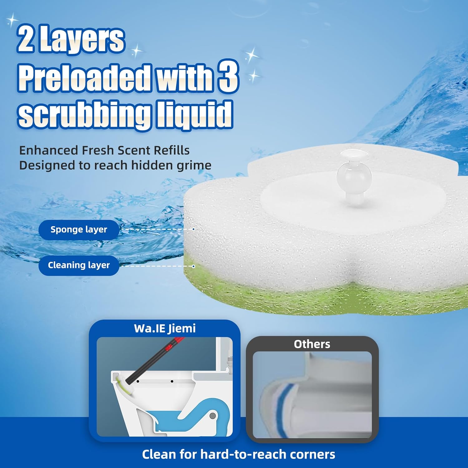 Toilet Bowl Cleaner Wand Refills,70 PCS Disposable Toilet Brush Heads Compatible with Wa.IE Jiemi and Most Wand,Disposable Wand Heads for Deep Cleaning