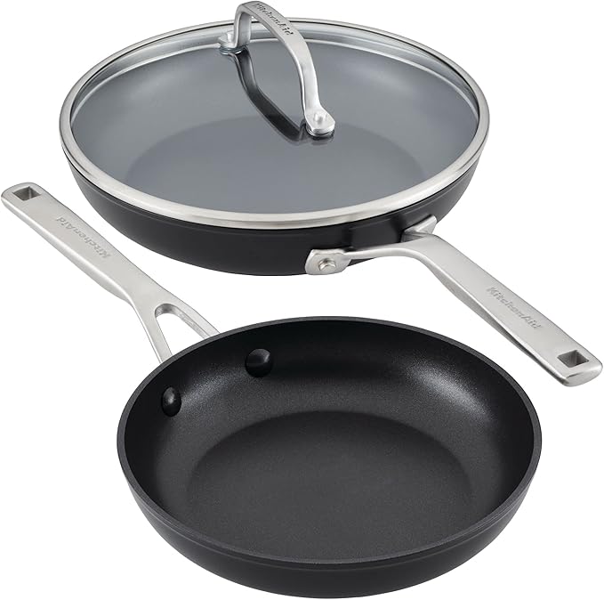KitchenAid Hard Anodized Induction Nonstick Frying Pans/Skillet Set, 3 Piece - Matte Black