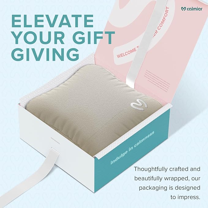 Calmier - 9 lb Sensory Weighted Pillow - Glass Bead Filled Hug Pillow - Ultra Plush Cozy Weighted Pillows for Adults and Kids - Child Sensory Pillow - Weighted Lap Pad (Tan - Fleece, 9 LBS)