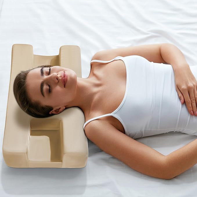 HOMBYS Beauty Pillow for Side Sleepers, Side Sleeper Pillows for Adults,Silky Smooth Satin Bed Pillow,Champagne