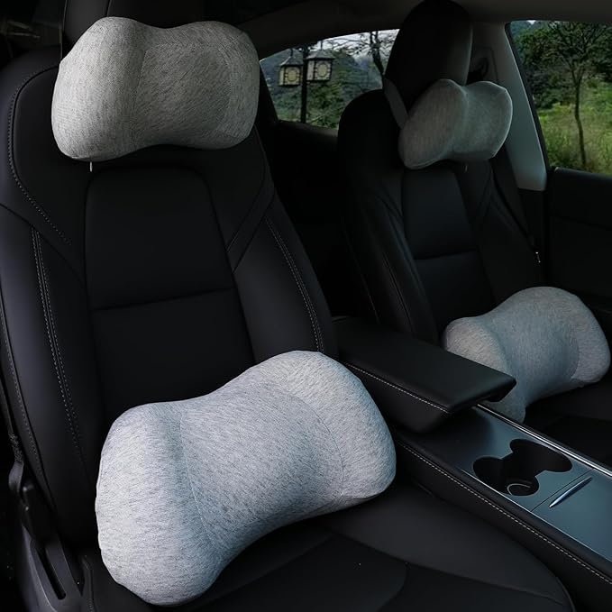 Car Back Cushion Lumbar Support and Car Neck Pillow Kit, Memory Foam Ergonomic Neck Pillow Kit for Driving Fatigue Relief, Comfort and Support Your Neck and Back
