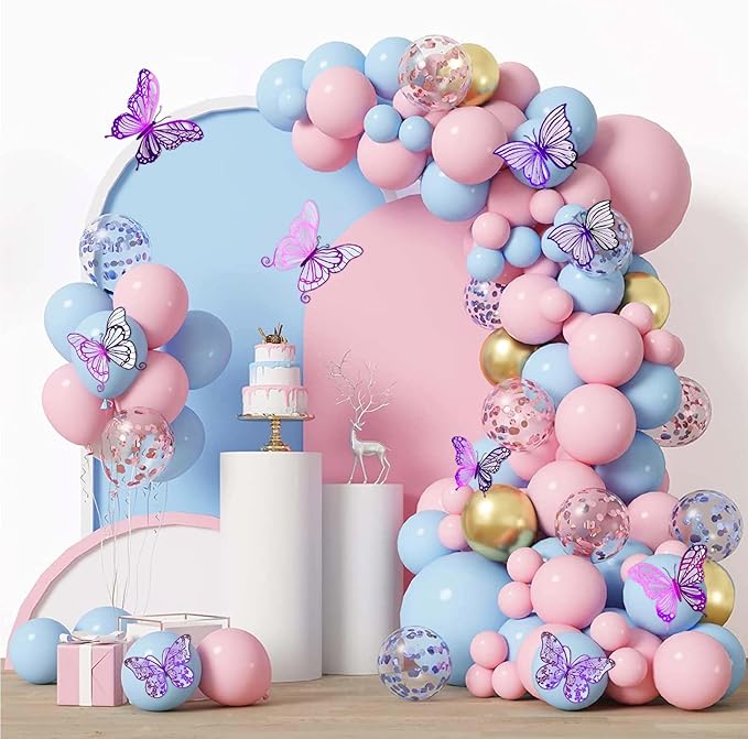 3D Butterfly Wall Decor 48 Pcs 4 Styles 3 Sizes, Butterfly Birthday Decorations Butterfly Party Decorations Cake Decorations, Removable Stickers(Purple)