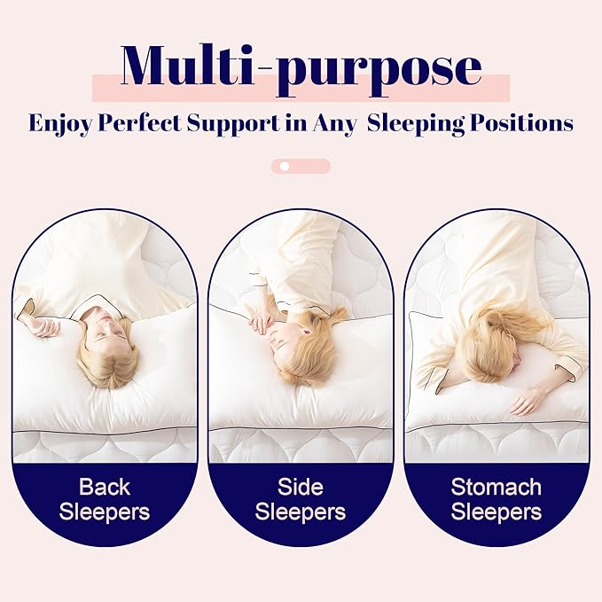 Cosybay Goose Feather and Down Bed Pillow, Premium Medium White Pillow Inserts for Sleeping, Luxury Bedding Pillows for Side and Back Sleepers, Queen Size, 20x28 Inches, 1 Pack