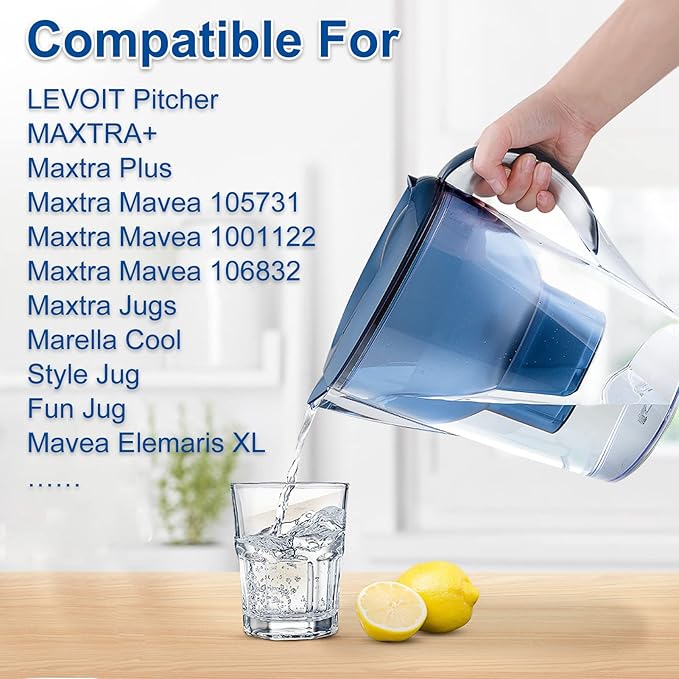 3-Pack Mavea Water Filter Replacement for MAVEA Pitcher 1001122, 1001495 LEVOIT Pitcher,Brita Mavea Maxtra, Maxtra+ and more brand of Water filter Pitcher