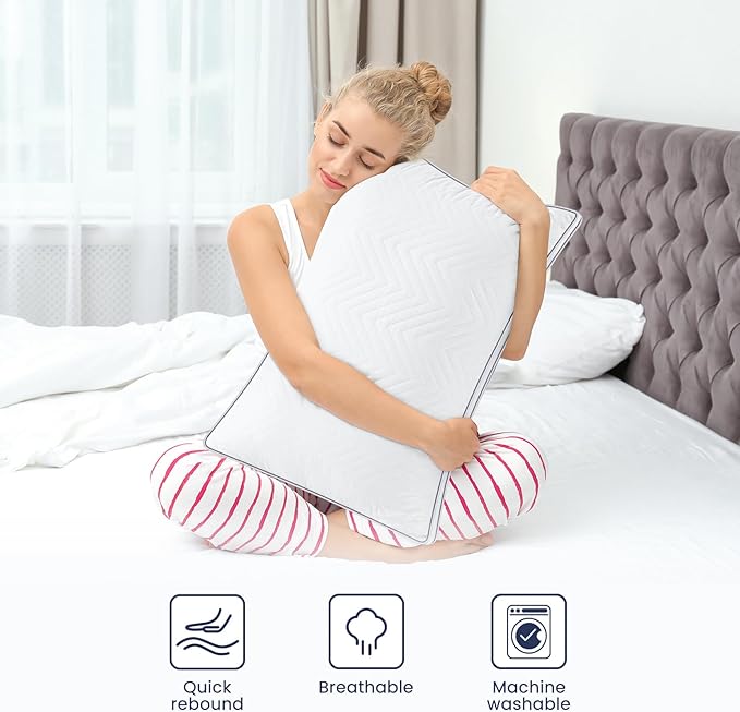 Maxzzz Bed Pillows Standard Size Set of 2, Fluffy Pillows for Back, Stomach or Side Sleepers, Luxury Hotel Quality, White(18x25 inch)