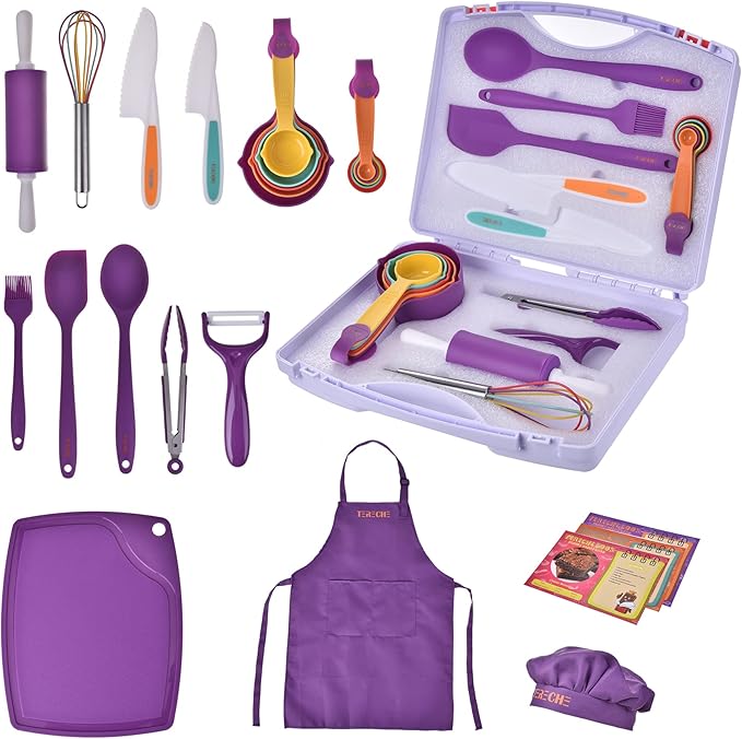 Kids Cooking Sets, Real 43 Piece Baking Set with Organizer Carrying Case- Kids Baking Set Gift for Girls & Boys - Utensils for The Curious Child (blue)