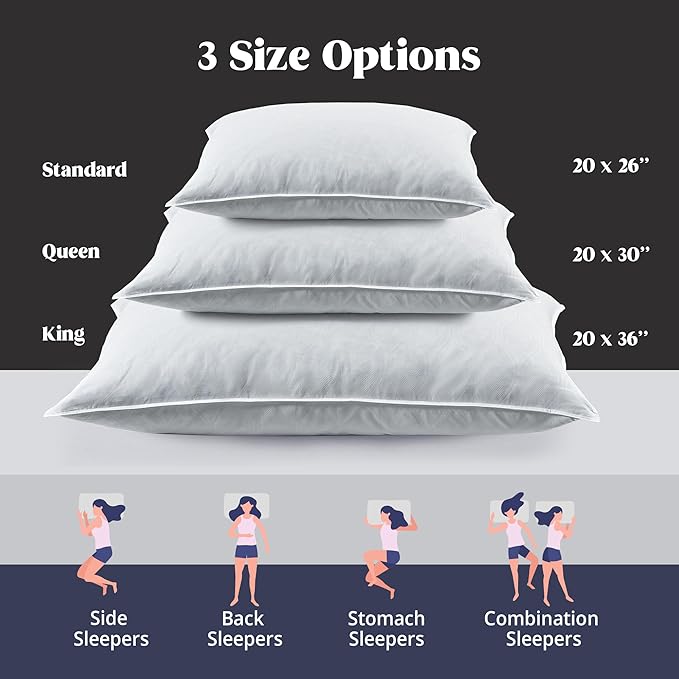 puredown Soft Bed Pillows for Sleeping, Goose Feather Down Pillows Hotel Collection King Size of 2, Netting Pattern Embossing Pillows for Back Stomach Side Sleepers (20 x 36, 2 Pack)