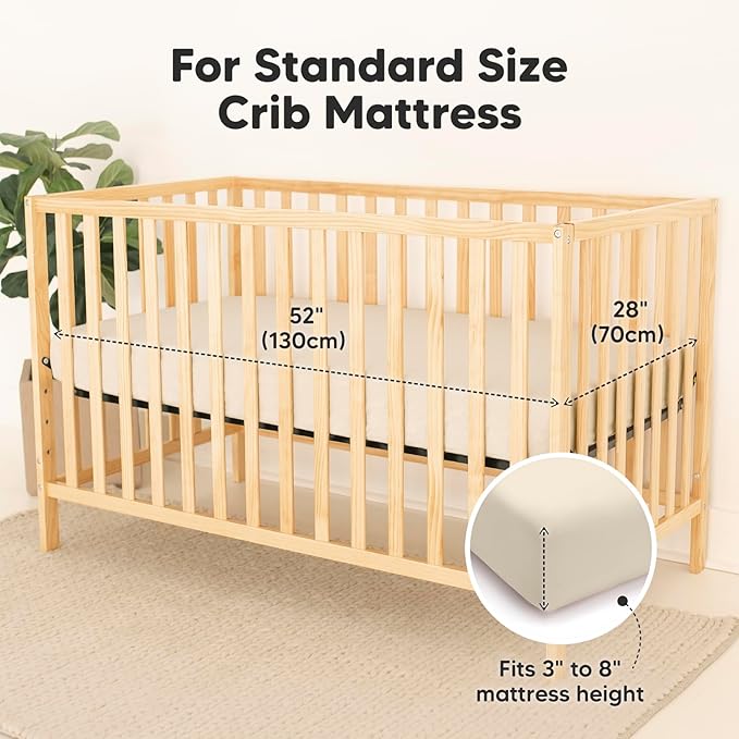 2-Pack Waterproof Crib Sheets for Boys, Girls - Viscose Derived from Bamboo Crib Sheets Neutral, Crib Mattress Protector Sheet, Soft Toddler Bed Sheets, Fitted Baby Crib Sheets Girl, Boy (Ecru)