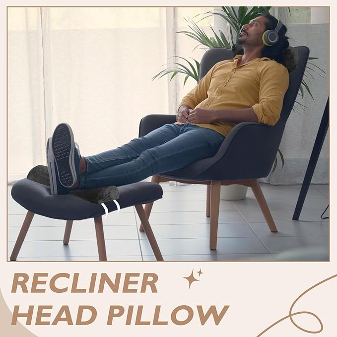 Yalikop 2 Pcs Non Slip Recliner Head Pillow Half Moon Bolster Pillow Set Neck Pillow for Office Chair Foot Pillow for Head Ankle Lumbar Support Leg Elevation Sleeping, Sofas and Loveseats (Black)