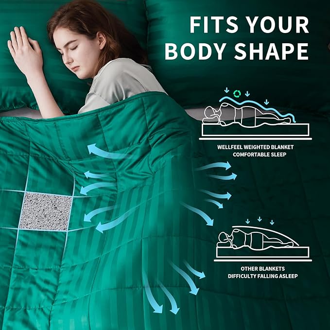Weighted Blanket for Adult,12lbs Heavy Weighted Blanket 60"x80" Breathable Cooling Summer Blankets, Ultra Soft Cotton Comfort Throw Blanket with Glass Beads for All-Season (Green)