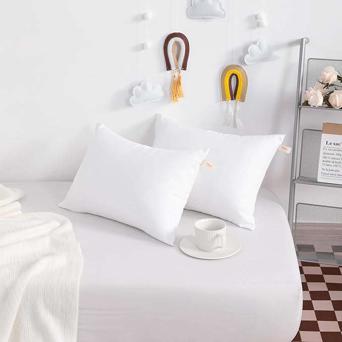 NTBAY Tiny Pillows, Down Alternative 7"x11" Microfiber Mini Pillows for Travel, Pets, Soft Machine Washable Small Pillows for Neck, Wrist, Lumbar and Knee, White