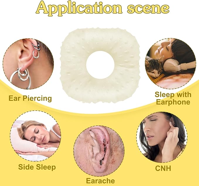 Piercing Pillow, Ear Hole Piercing Pillows, O-Shaped Side Sleeping Pillow, Ear Protector Pillow for Ear Pain, Piercing, CNH, Pain Relief Sleeping, Pressure Sore, Minky Dot(Beige Yellow)