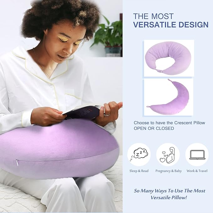 BBL Pillow After Surgery, BBL Pillow for Sitting Sleeping Driving, Hemorrhoid Pillow Seat Support Cushio for Butt with Hole, Butt Donut Pillow for Woman,Lavender