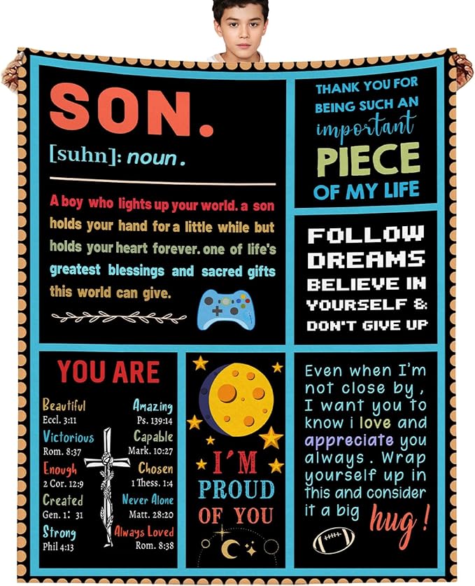 Gamer Gifts for Teenage Boys, 50x60 Inch Gamer Blanket Video Game Gifts Gaming Blanket for Son Cozy Throw Blanket Gamer Room Decor Gamer Gifts for Boys 8-12 Son Blanket from Dad Mom