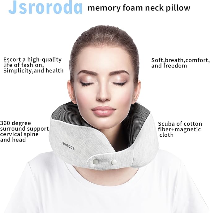 Travel Neck Pillow,Machine Washable,Pure Memory Foam,Good Support,Adjustable Neck Buckle Strap,Lightweight,Suitable for Travel and Sleeping in Multiple Scenarios Such as Airplanes and Cars