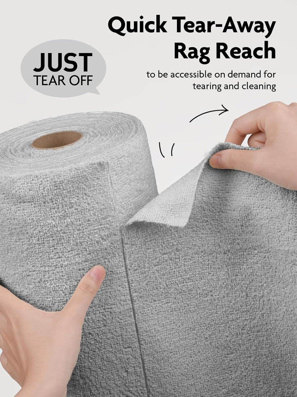 Fantasticlean Microfiber Cleaning Cloth Roll -90 Pack, Tear Away Microfiber Towels, 12" x 12", Reusable, Washable, Scratch Free, Ultra Absorbent Dish Rags for Car, Home, Garage or Shop (Grey)