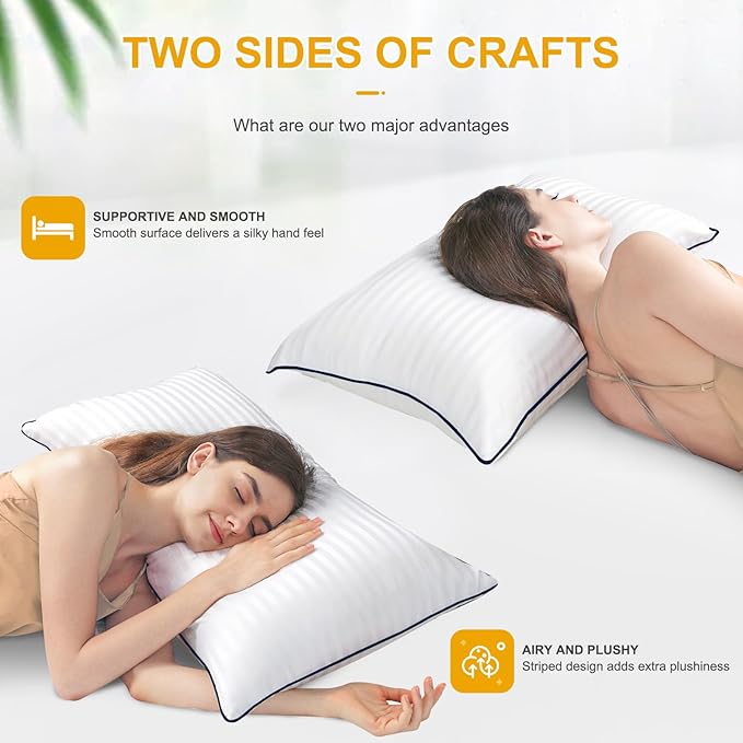 Bed Pillows for Sleeping - 4 Packs Standard Size Luxury Hotel Down-Alternative Pillow for Neck and Shoulder Pain Relief, Soft Density for Side, Back or Stomach Sleepers(20 * 26")