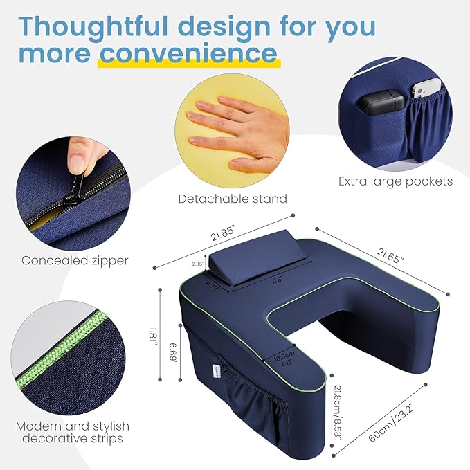 Reading Pillow for Gaming,Lap Desk Pillow for Laptop，Arm Rest Pillow for Reading, Working, Crocheting, Playing Steam Deck Switch or Sitting in Bed,Sofa