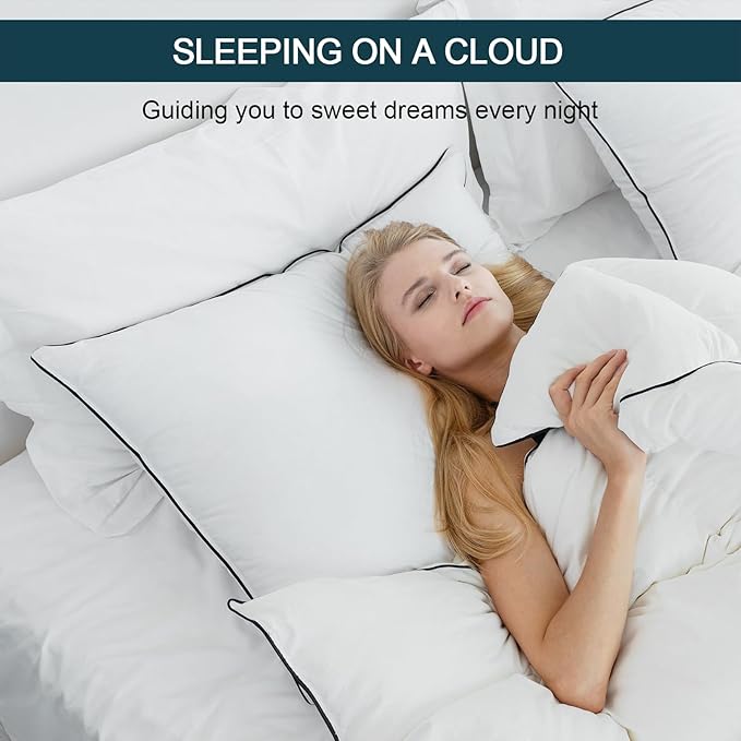 Hungarian Goose Down Pillows Standard Size, Bed Pillows for Sleeping, Pillow for Back, Stomach or Side Sleepers, Ultimate Comfort, 2 Pack, Standard (20" x 26")