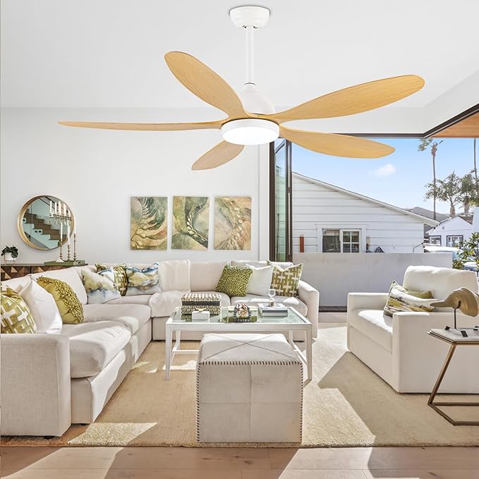 Modern Ceiling Fans with Lights Remote Control, Farmhouse Fandaliers with LED Light Kit and 5 ABS Fan Blades,52 Inch Ceiling Fan Chandeliers for Living Room, Kitchen, Bedroom