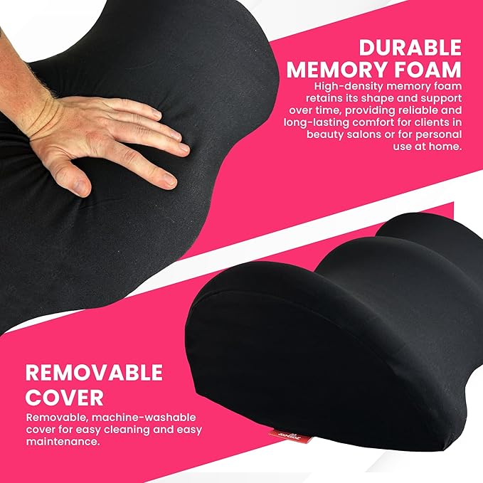 Ergonomic Leg Pillow for Leg and Knee Support | Premium Memory Foam Knee Pillow for Beauty Salon Or Home | Bolster Pillow for Legs Helps Comfort Enhancement, Legs & Lower Back Pain Relief (Black)