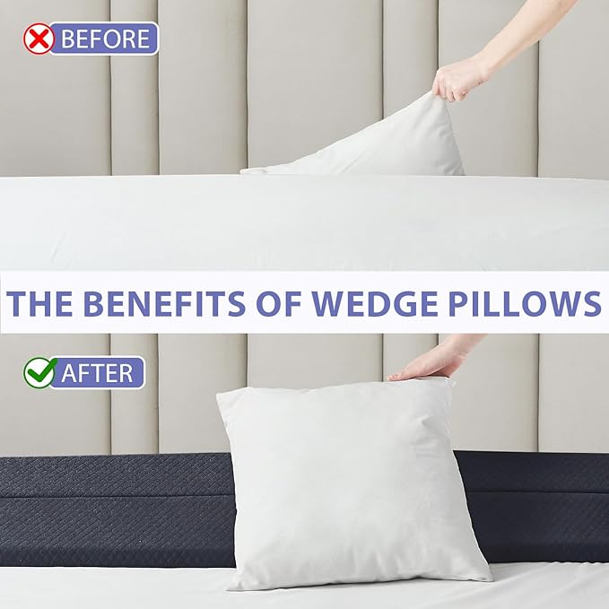 Bed Wedge Pillow for Headboard - Wedge Pillow Headboard Full(54"x10"x6") - Foldable Bed Gap Filler/Headboard Pillow/Mattress Wedge - Fill Gap (0-8") Between Headboard and Mattress - AshGray