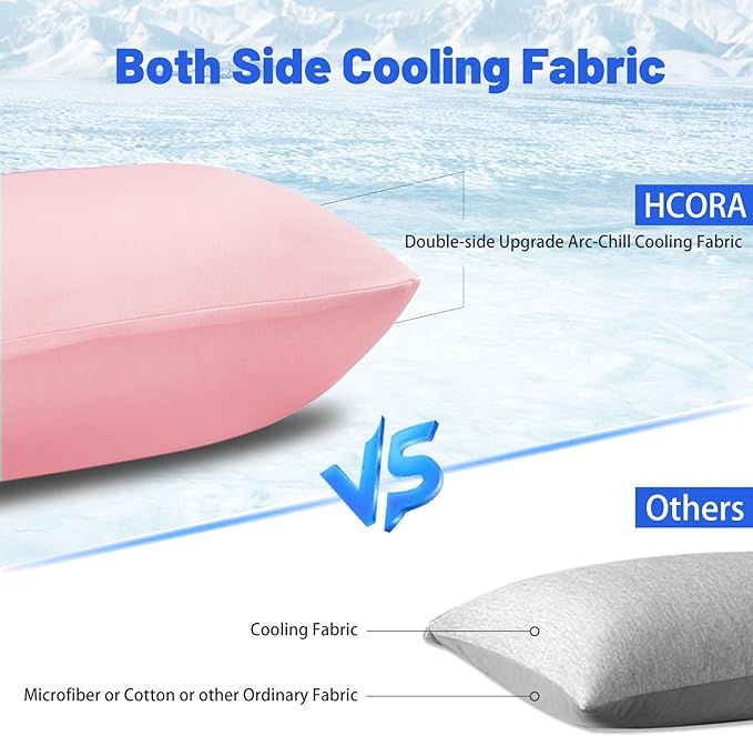 Cooling Body Pillow Case for Hot Sleepers - Body Pillow Cover Cooling Double Side Arc-Chill Q-Max>0.5 Cooling Fiber - Breathable Cooling Body Pillow Cover with Zipper (Pink, 20" x 54")