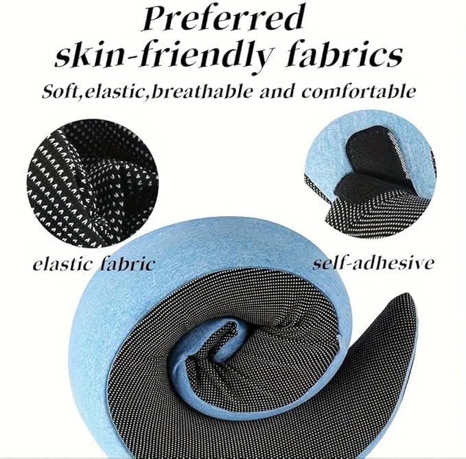 Premium Memory Foam Travel Pillow Set - 360° Adjustable Neck Support, Soft U-Shaped Pillow for Airplane Travel with 3D Eye Masks and Earplugs - Ultimate Comfort for Long Flights (Light Blue)