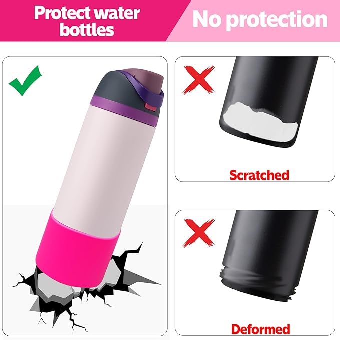 2PCS Silicone Water Bottle Boot for Owala 24oz 32oz 40oz,Anti-Slip Protective Sleeve Bottom Bumper Protector for FreeSip, Twist, and Flip Water Bottles