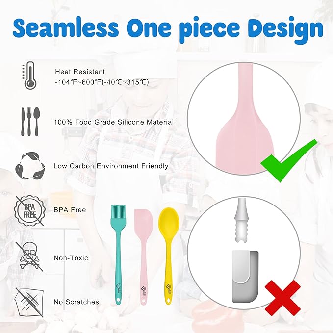 HOTEC Kids Baking Cooking Supplies Set Nylon Children's Kitchen knives BPA Free Cuttting Board Silicone Spoon Spatula Cupcake mold