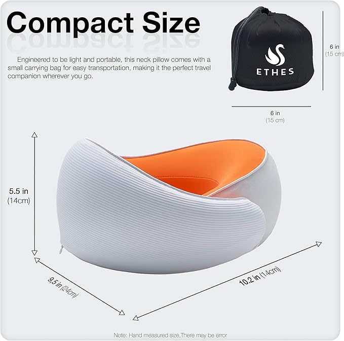 Travel Neck Pillow, Memory Foam Ergonomic Neck Pillow for Travel.Neck Support Travel Pillow for Airplane/Car Trips. Lightweight Design for Neck Pain Relief. Plane Pillow. Neck Travel Pillow