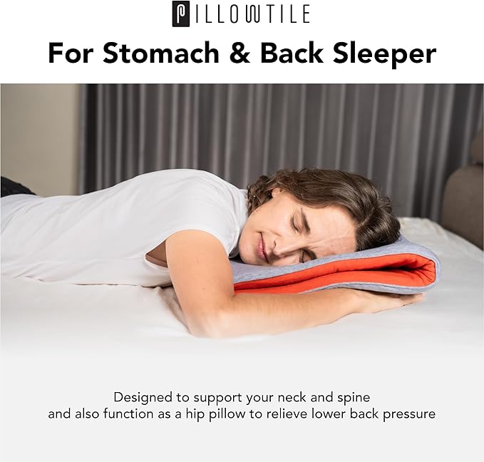 Ultra Thin Pillow 1 inch Thickness - Foldable, Rollable, Stackable - Made from Natural Latex - Low Profile, Super Flat (Firm, Gray Slate)