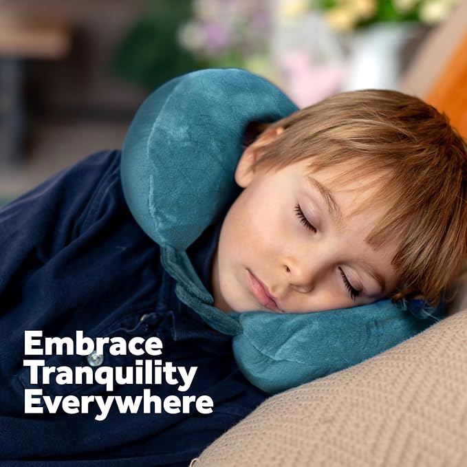 Pursonic Memory Foam Neck Pillow with Eye Mask - Ergonomic Travel Pillow, Breathable Fabric, Compact & Portable, Available in Purple, Teal, Grey (Grey)