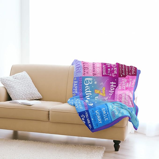7 Year Old Girl Birthday Gifts Blanket, 7 Year Old Girl Gifts, Birthday Gifts for 7 Year Old Girls, 7th Birthday Decorations for Girls, Seven Year Old Girl Birthday Gifts 60"X50"