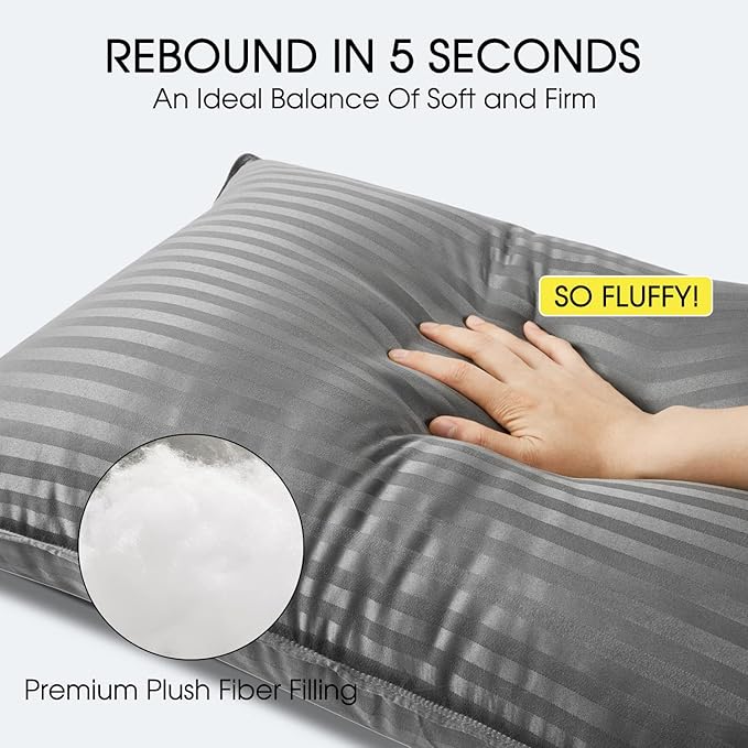 Basic Beyond King Size Pillows for Sleeping - Soft Down Alternative Pillows Luxury Hotel Collection Bed Pillows Set of 2, Grey, 20x36 Inches