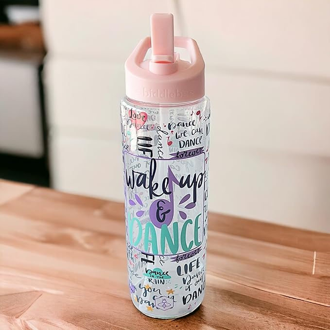32oz Dance Water Bottle with Straw | BPA-Free Reusable Bottles for Dancer, Girls, Teen, Ballerina | Great Recital Gifts, Birthday Gift or Present for Dance Teacher