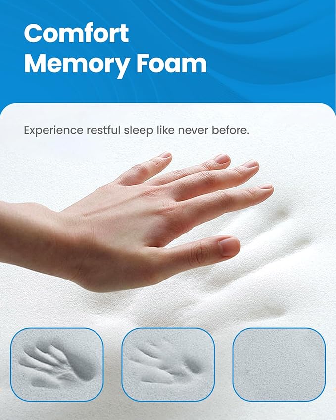 Knee Pillow for Side Sleepers - Cooling Memory Foam Leg Pillow for Side Sleeping with Strap, Soothing Relief for HIPS, Sciatica, Back, Knees, Joints (White)