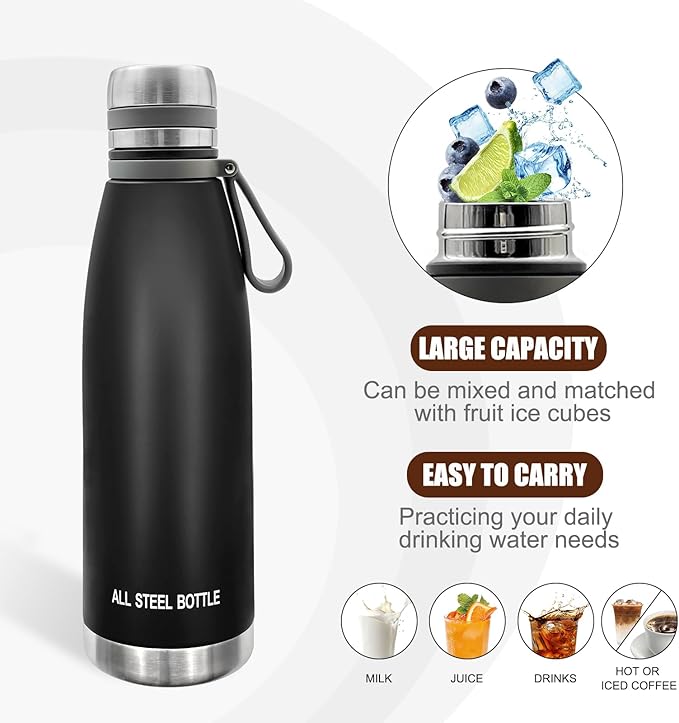 22oz Thermos for Hot and Cold Drinks, Coffee Thermos Water Bottle, Wide Mouth Thermal Cups- Leakproof Stainless Steel Insulated Thermos - Commute, Travel, and Picnic Friendly