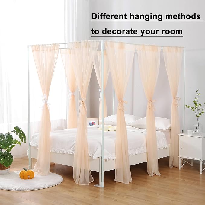 Canopy Bed Curtain for Queen Bed, Soft Bed Canopy Scarf for Girls Adults (Queen, Sand)