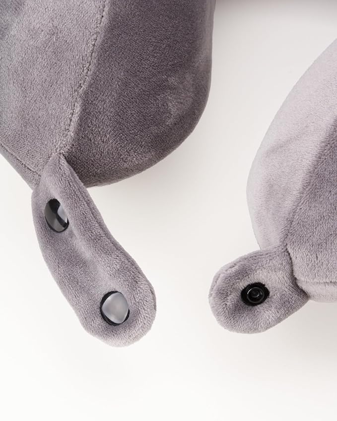 Brookstone Contoured Memory Foam Head and Neck Travel Pillow Ergonomic and Lightweight, Dark Grey